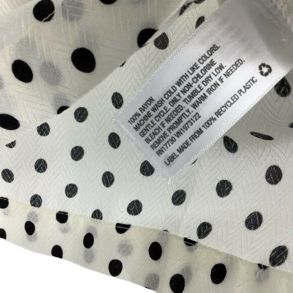 A New Day Women X-Small XS Blouse Flare Short Sleeve Polka Dot T-Shirt White NEW - Picture 2 of 8